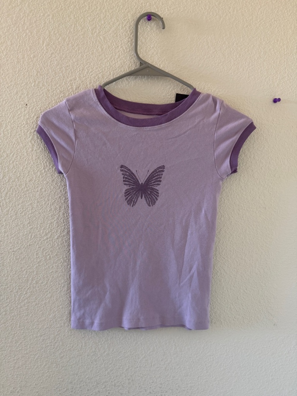 Brandy melville purple butterfly ringer top